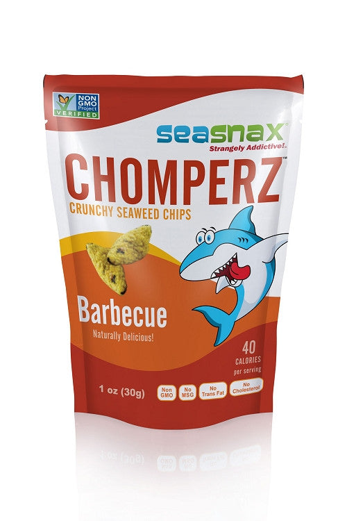 Seasnax Chomperz, Crunchy Seaweed Chips, Barbecue (8X1 OZ)