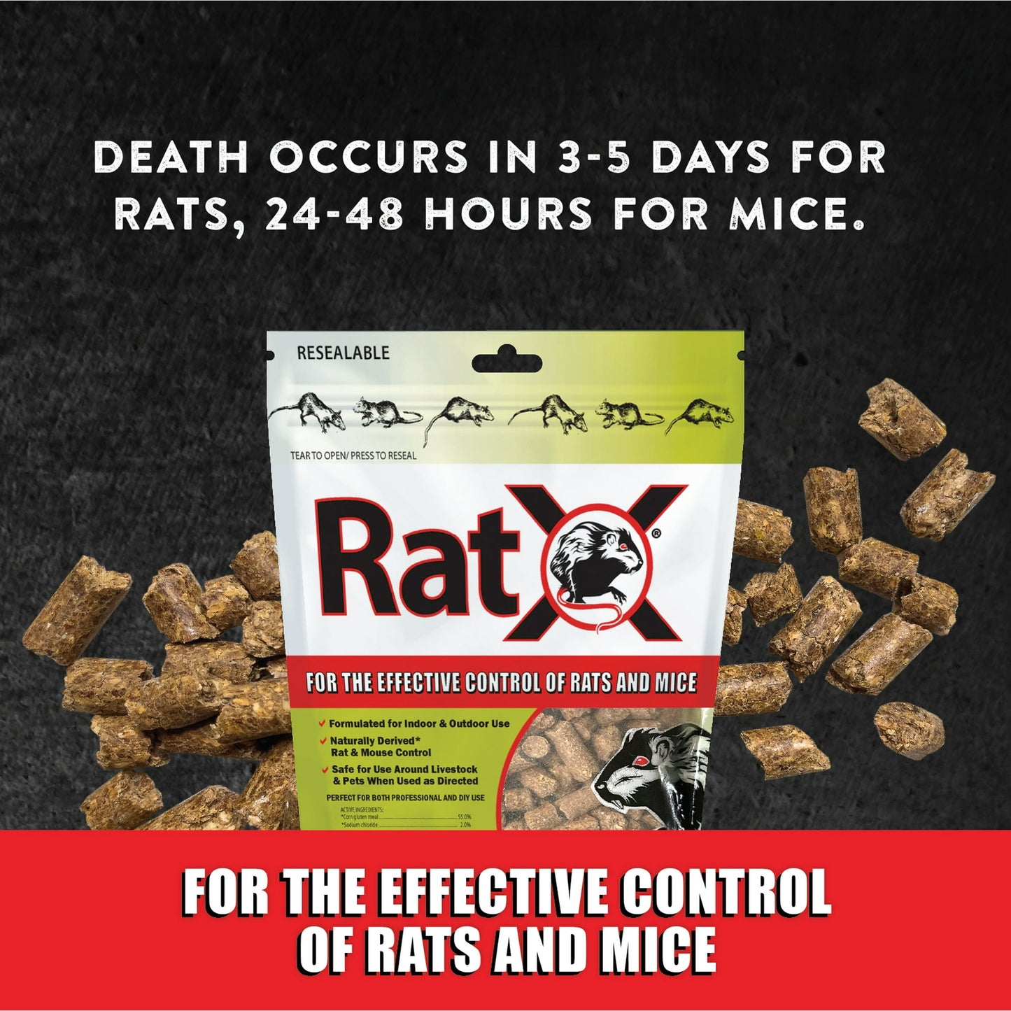 RatX Rodent Control Pellets – 8 oz Rat & Mouse Killer