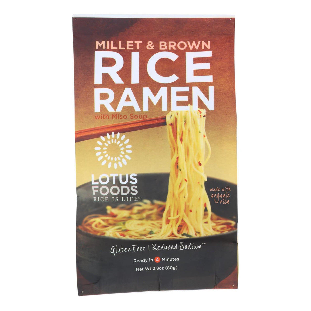 Lotus Foods Rice Ramen Noodles Millet and Brown Rice with Miso Soup (10x2.8 OZ)