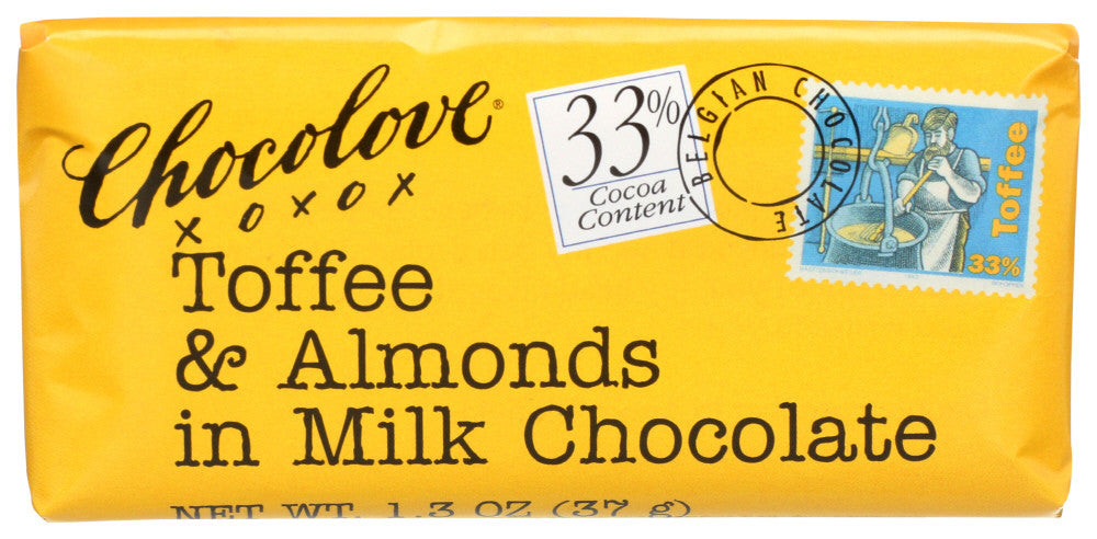 Chocolove Milk Chocolate Toffee & Almond Mini Bar (12x1.3 Oz)