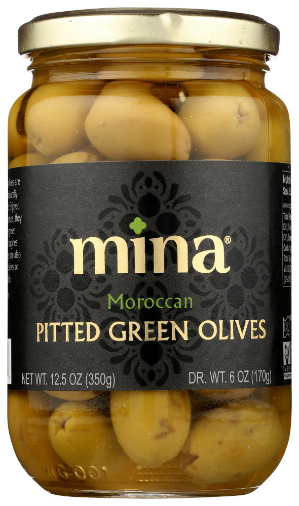 MINA GREEN PITTED OLIVES ( 6 X 12.5 OZ   )