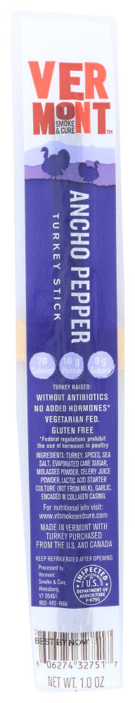 Vermont Smoke & Cure Turkey Ancho Real Sticks (24x1 OZ)