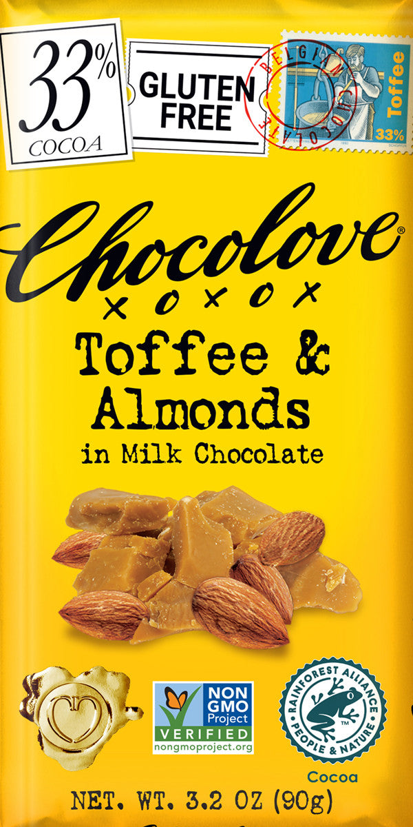 Chocolove Milk Choc Toffee & Almond Bar (12x3.2 Oz)