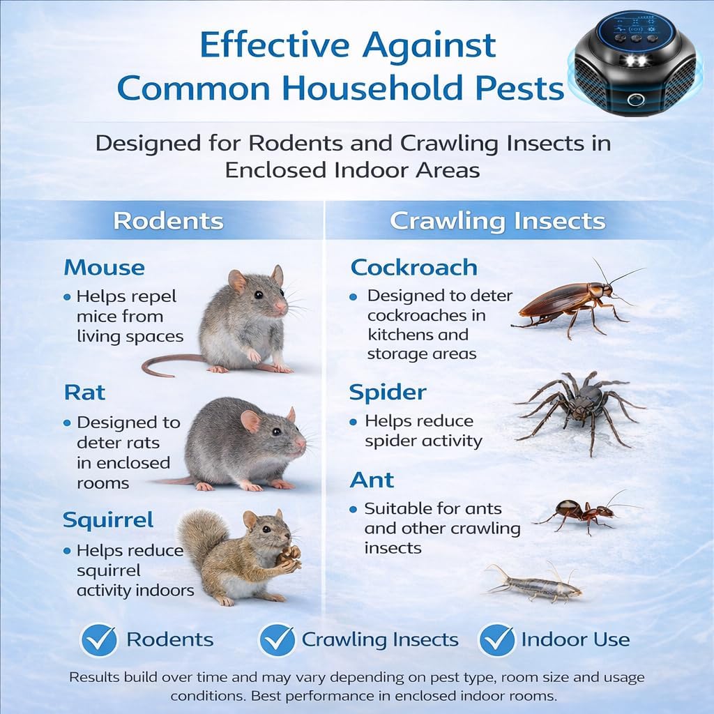 Ultrasonic Pest Repeller Plug-In Indoor Mouse Rodent Insect Control 3 Modes Safe